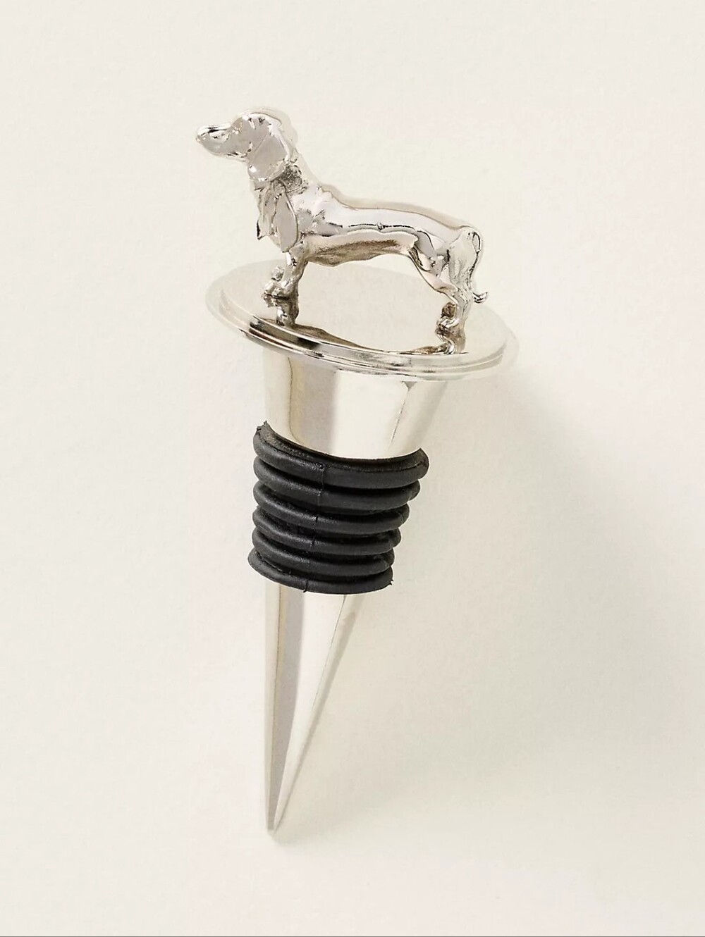 Anthropologie Maisie Dog Bottle Stopper Silver Dachshund